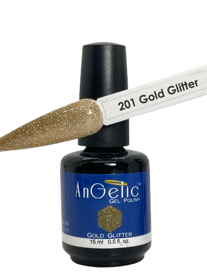 AnGelic Gel Polish 0.5 oz - 201 Gold Glitter - CM Nails & Beauty Supply