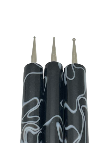 French Manicure Brush w/ Dotting Tool | Marble (#10, #12, #14, #16) - CM Nails & Beauty Supply