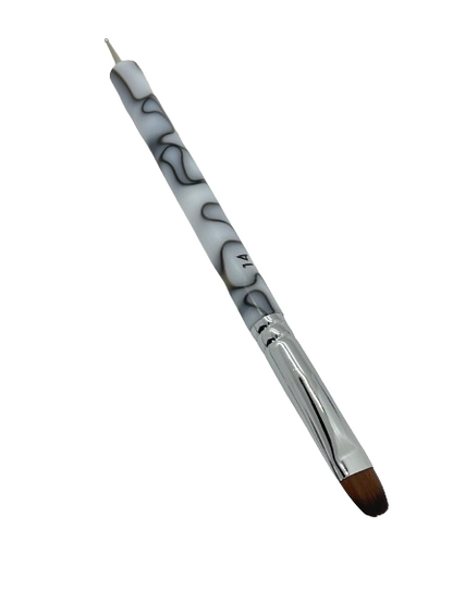 French Manicure Brush w/ Dotting Tool | Marble (#10, #12, #14, #16) - CM Nails & Beauty Supply