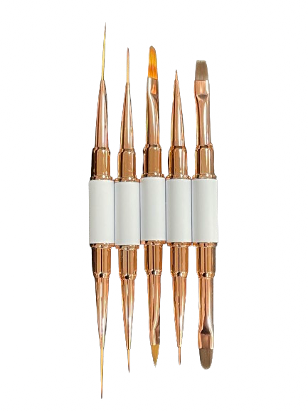 Nail Art Gel Brushes Set Of 5 (Assorted Colors) - CM Nails & Beauty Supply