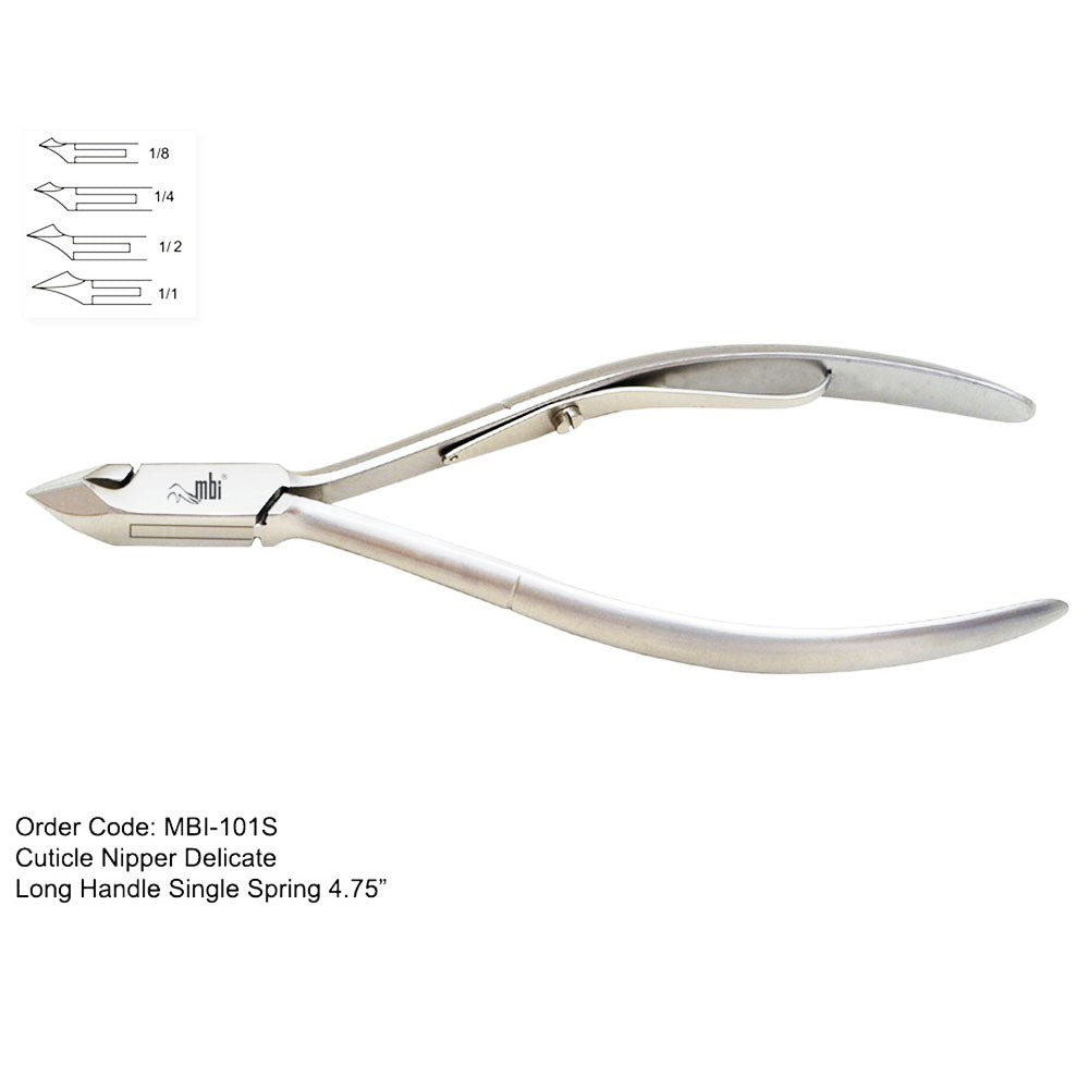 MBI-101 Cuticle Nipper Single Spring 4.75" 1/4 Jaw - CM Nails & Beauty Supply