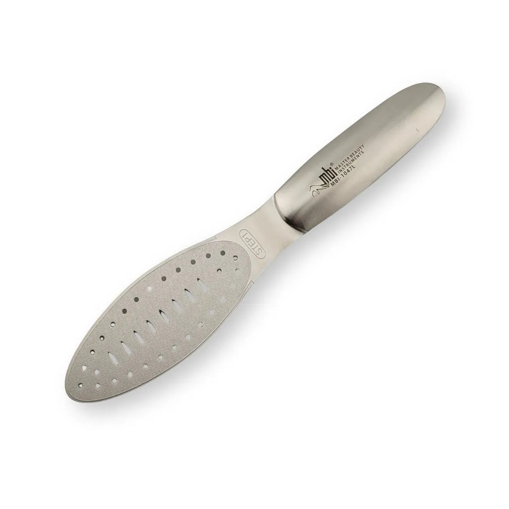 MBI-1047L Stainless Steel Foot File Medium/Coarse – Durable Professional Pedicure Tool, Double-Sided - CM Nails & Beauty Supply