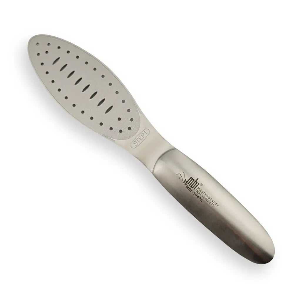 MBI-1047L Stainless Steel Foot File Medium/Coarse – Durable Professional Pedicure Tool, Double-Sided - CM Nails & Beauty Supply