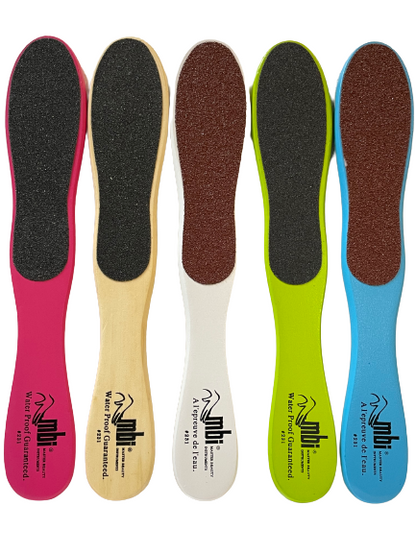 Dual-Sided Wooden Foot File – Callus Remover Pedicure Tool (White, Pink, Blue, Green) | MBi - CM Nails & Beauty Supply