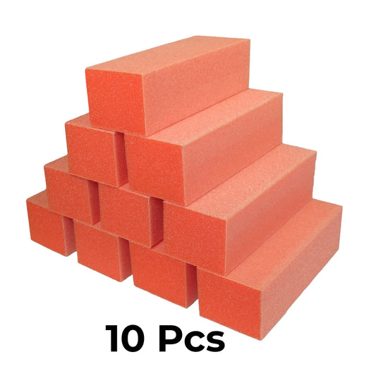 Orange Buffer with professional 100/100 3 way grit on clean white background.
