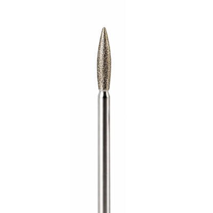 Flame shaped diamond nail drill bit for precise cuticle cleanup and dead skin removal during professional e-file nail services