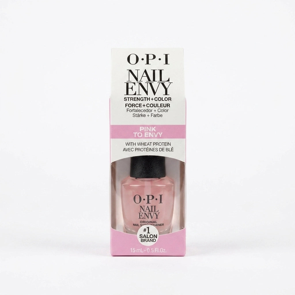 OPI Nail Envy nail hardener polish bottle with packaging on a white background
