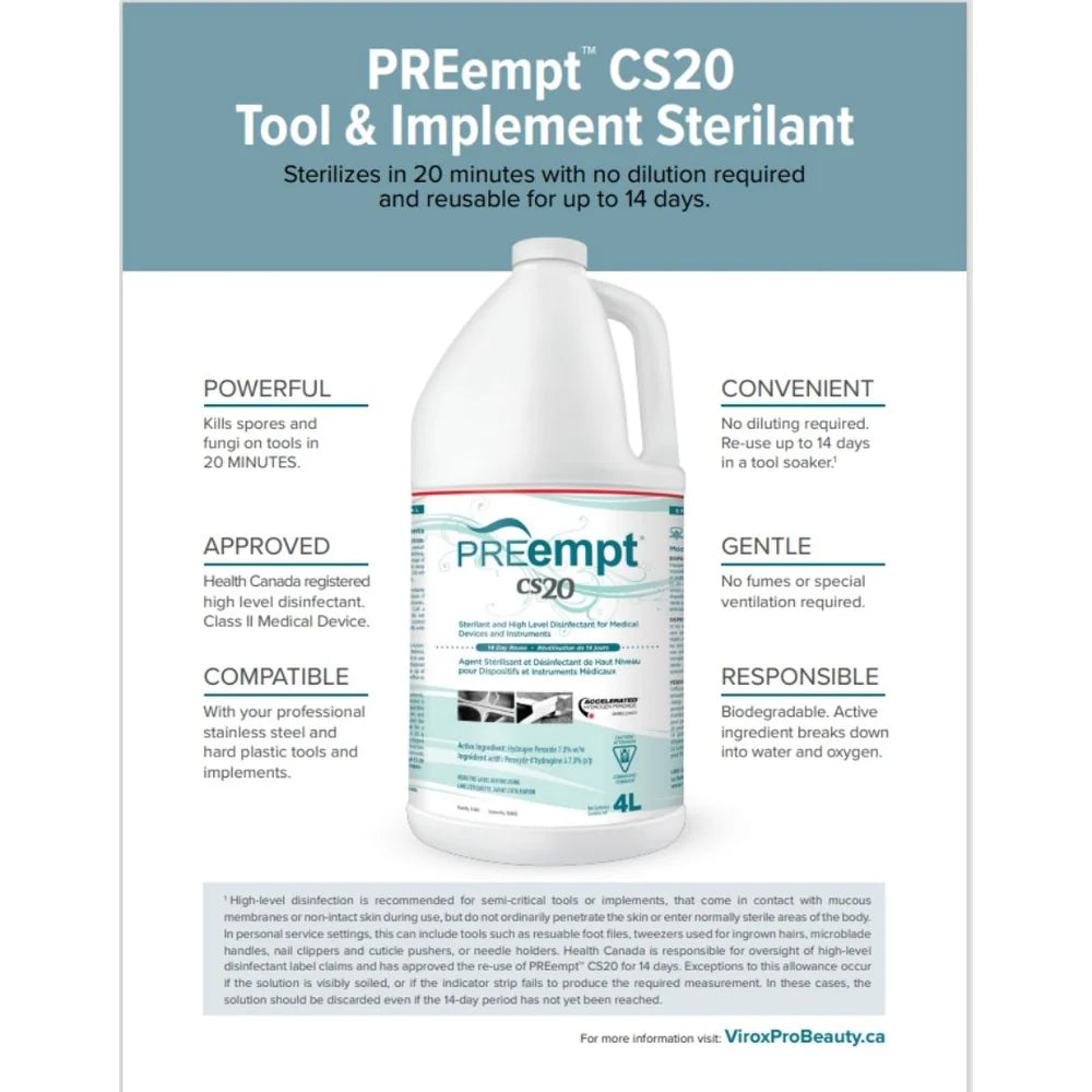 Preempt Instructions PREempt CS20 - Salon & Spa Disinfectant 1L – CM Nails Supply