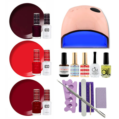 DND Gel Polish Starter Kit with Nail Lamp Bundle - FALL TRENDING MUST HAVES