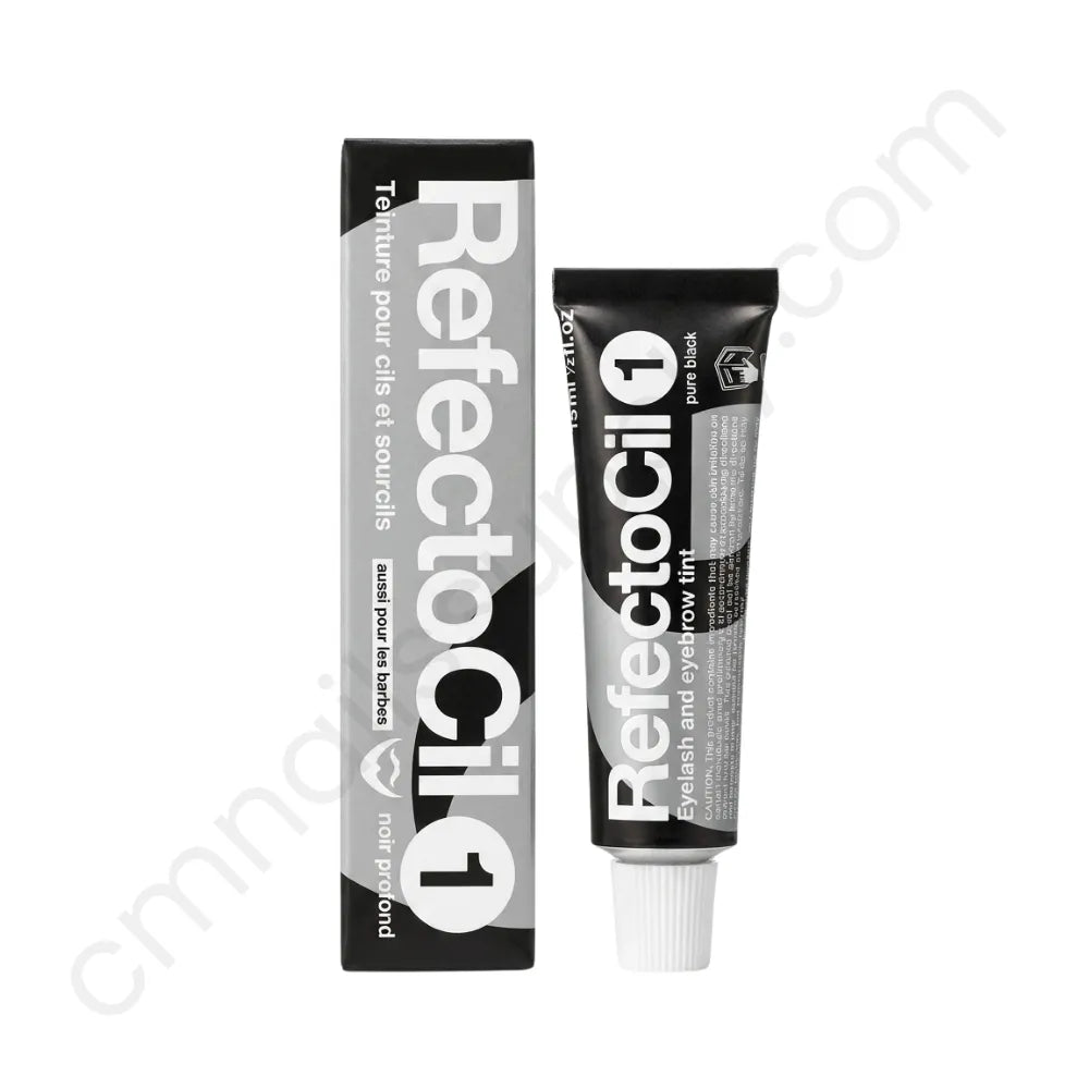 Two RefectoCil eyelash and eyebrow tint tubes on a white background