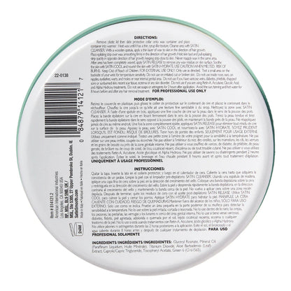 Back label of a Satin_Smooth wax with text and a barcode on a white background