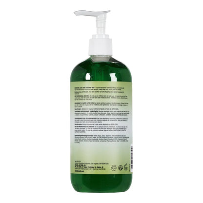 Green Aloe Gel bottle with pump dispenser on a white background