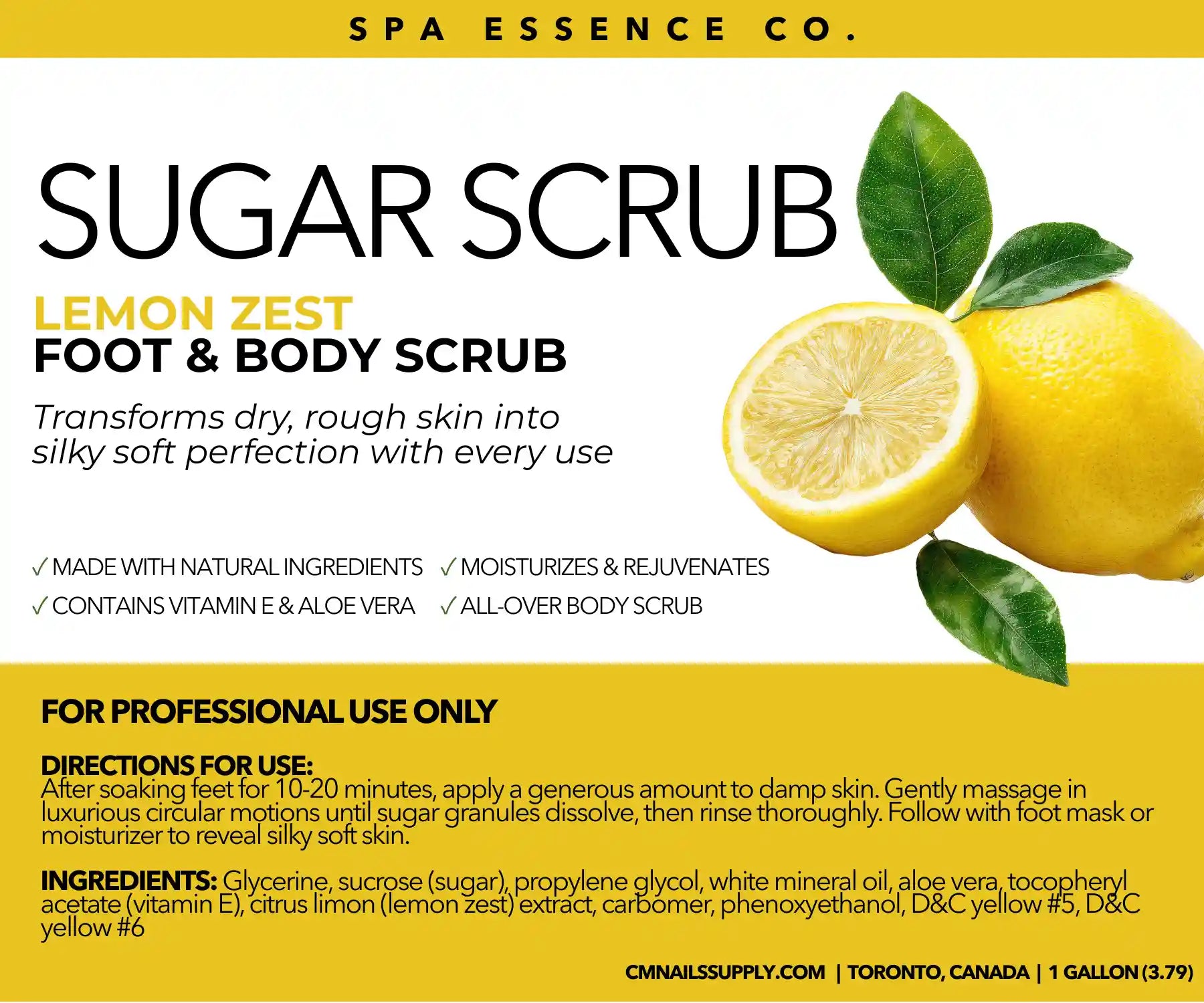 sugar scrub lemon zest for nail salons canada