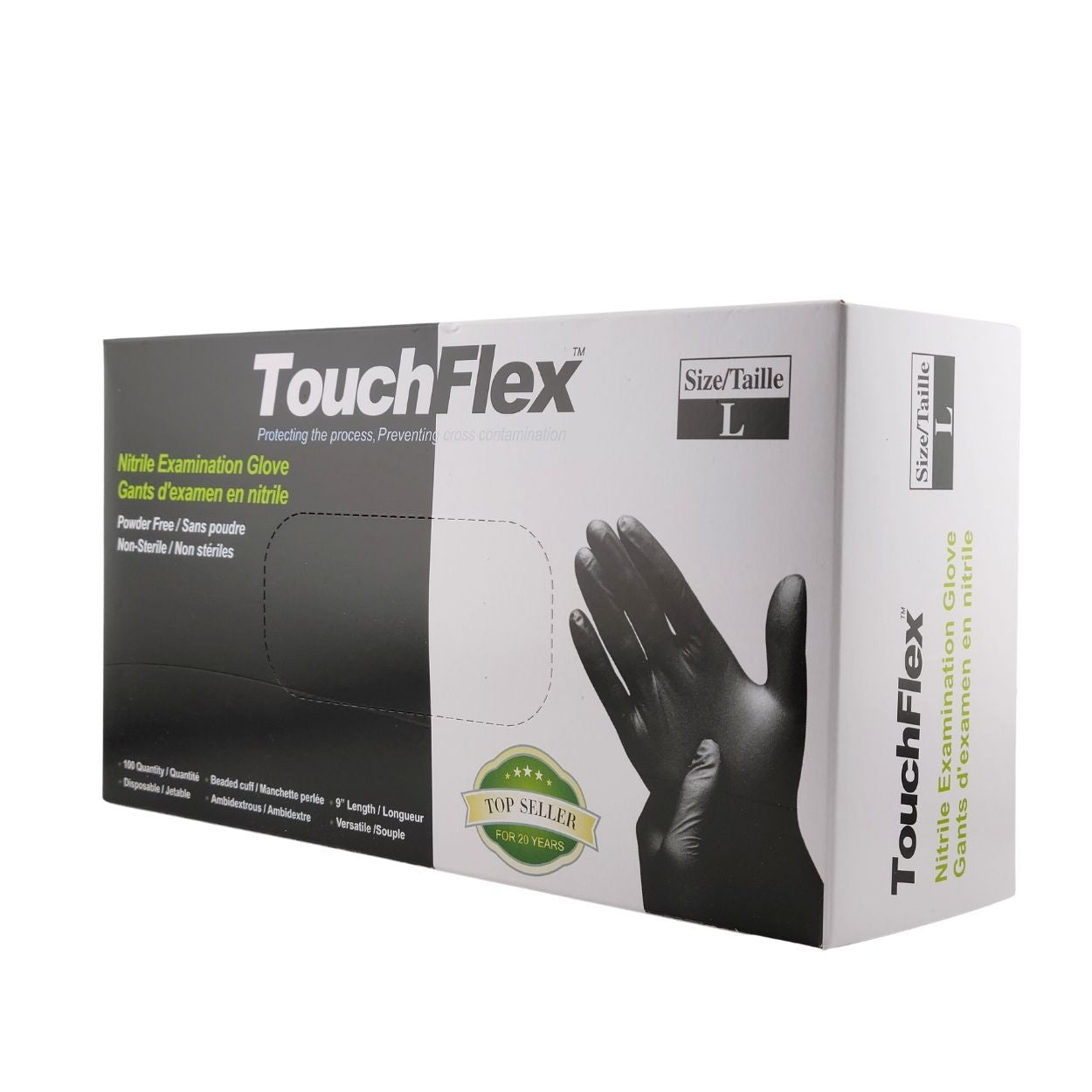 TouchFlex Black Nitrile Disposable Gloves - 4.5 Mil | Latex Free - CM Nails & Beauty Supply