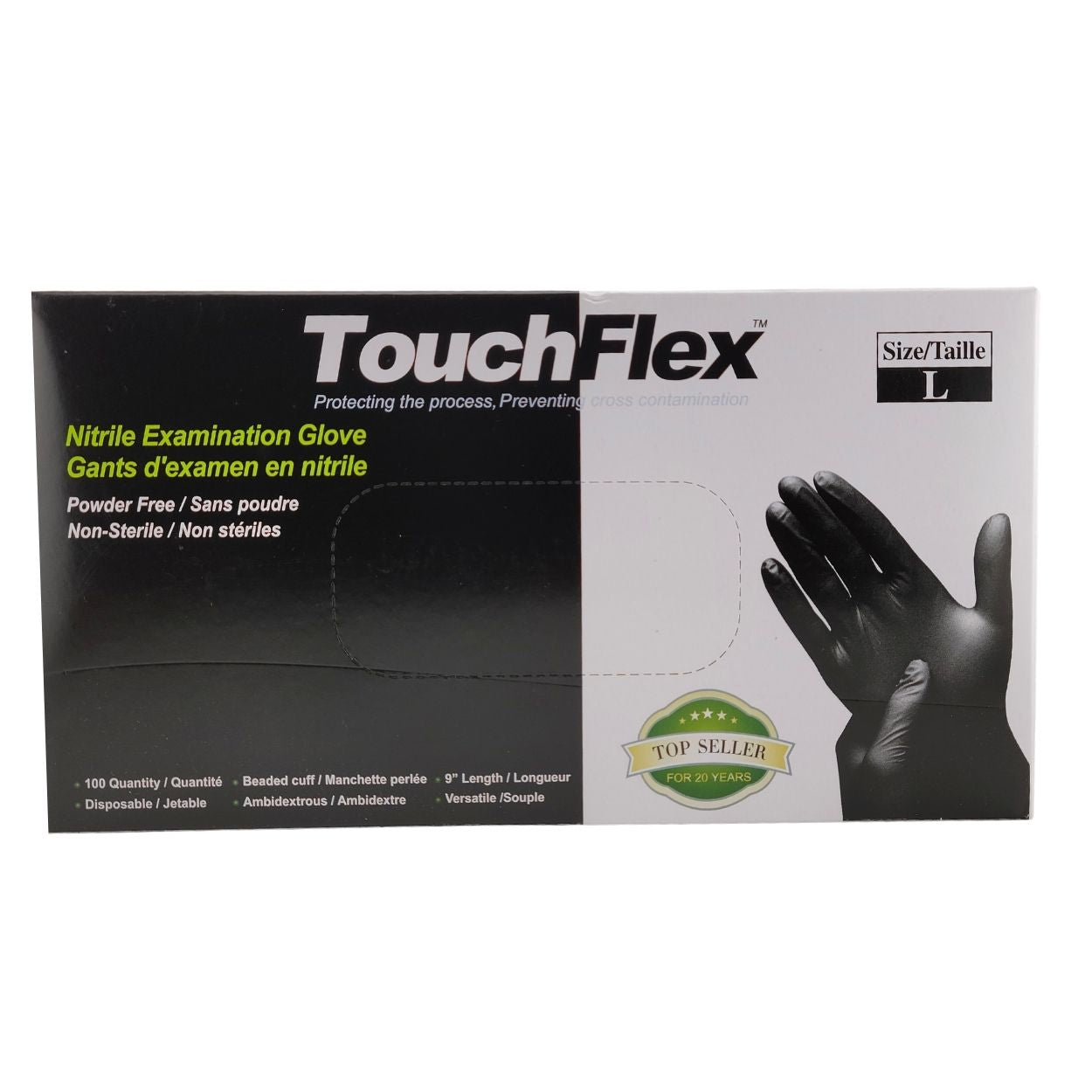 TouchFlex Black Nitrile Disposable Gloves - 4.5 Mil | Latex Free - CM Nails & Beauty Supply