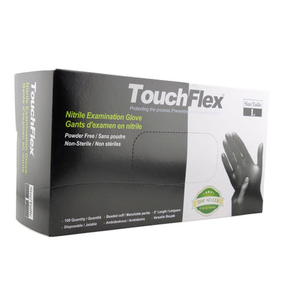TouchFlex Black Nitrile Disposable Gloves - 4.5 Mil | Latex Free - CM Nails & Beauty Supply
