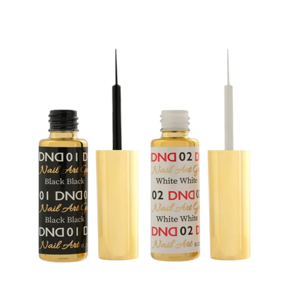 DND Liner Bundle - Classic Black & White Gel Art Liner Combo - DND01 & DND02 - CM Nails & Beauty Supply