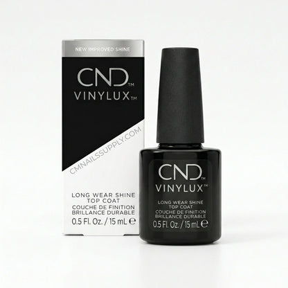 CND Vinylux nail polish bottle and packaging on a white background