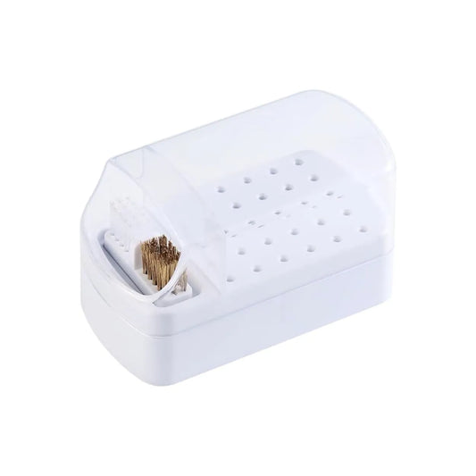 2-in-1 Nail Drill Bit Holder & Cleaner Brush Case - 30 Hole Storage Organizer