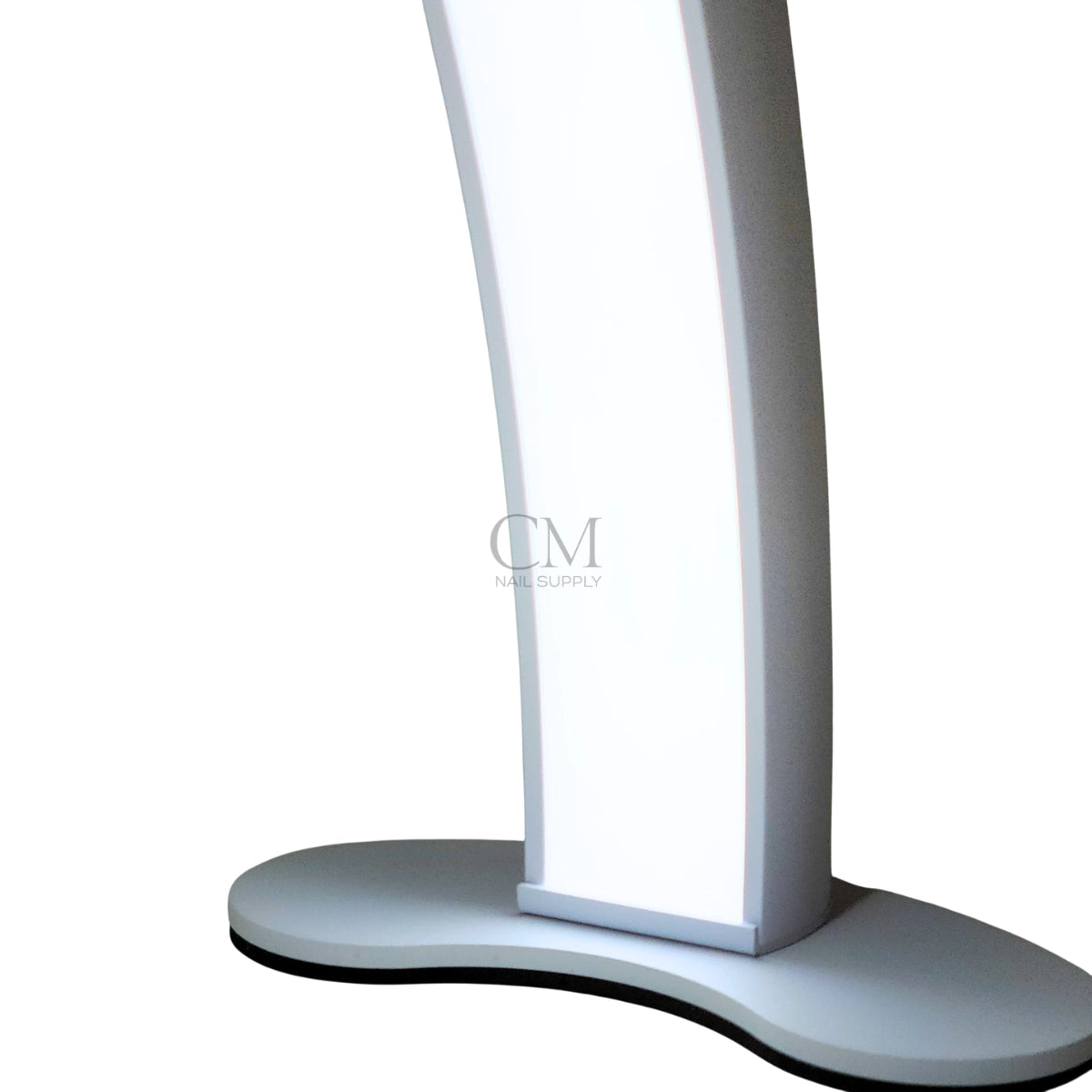 Aluminium frame LED half moon nail lamp designed to stay steady over a manicure table