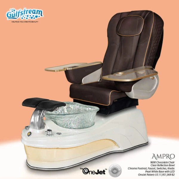 Brown leather pedicure spa chair AMPRO by Gulfstream with advanced spa chair massage system