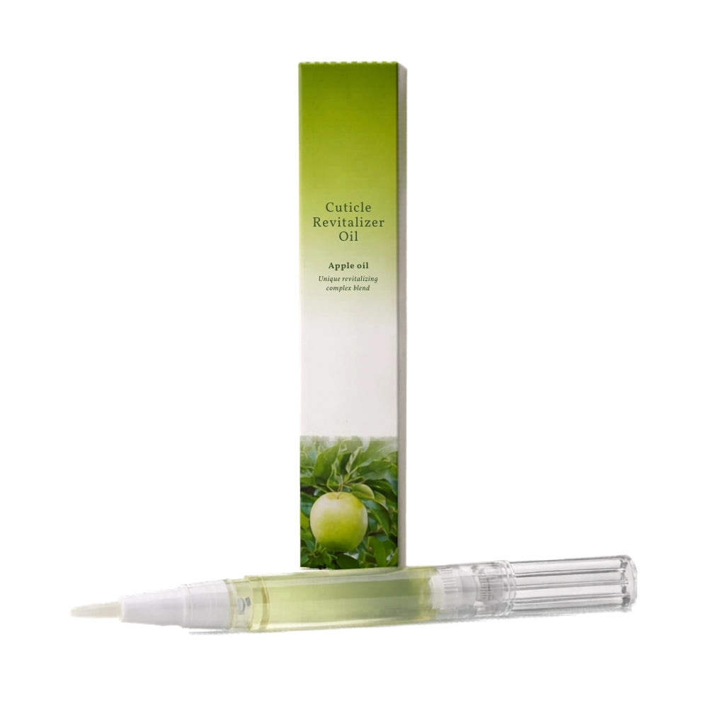 Apple scented cuticle oil pen designed to carry vitamins directly to the nail.