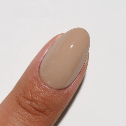 Beige taupe gel and lacquer duo, DIVA #266 Nude Mocha, shown side by side