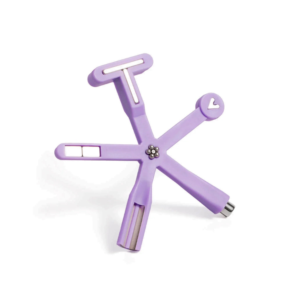 An 8-in-1 cat eye nail magnet tool with an ergonomic handle, showcasing its multiple interchangeable magnetic heads designed for creating diverse gel polish patterns.