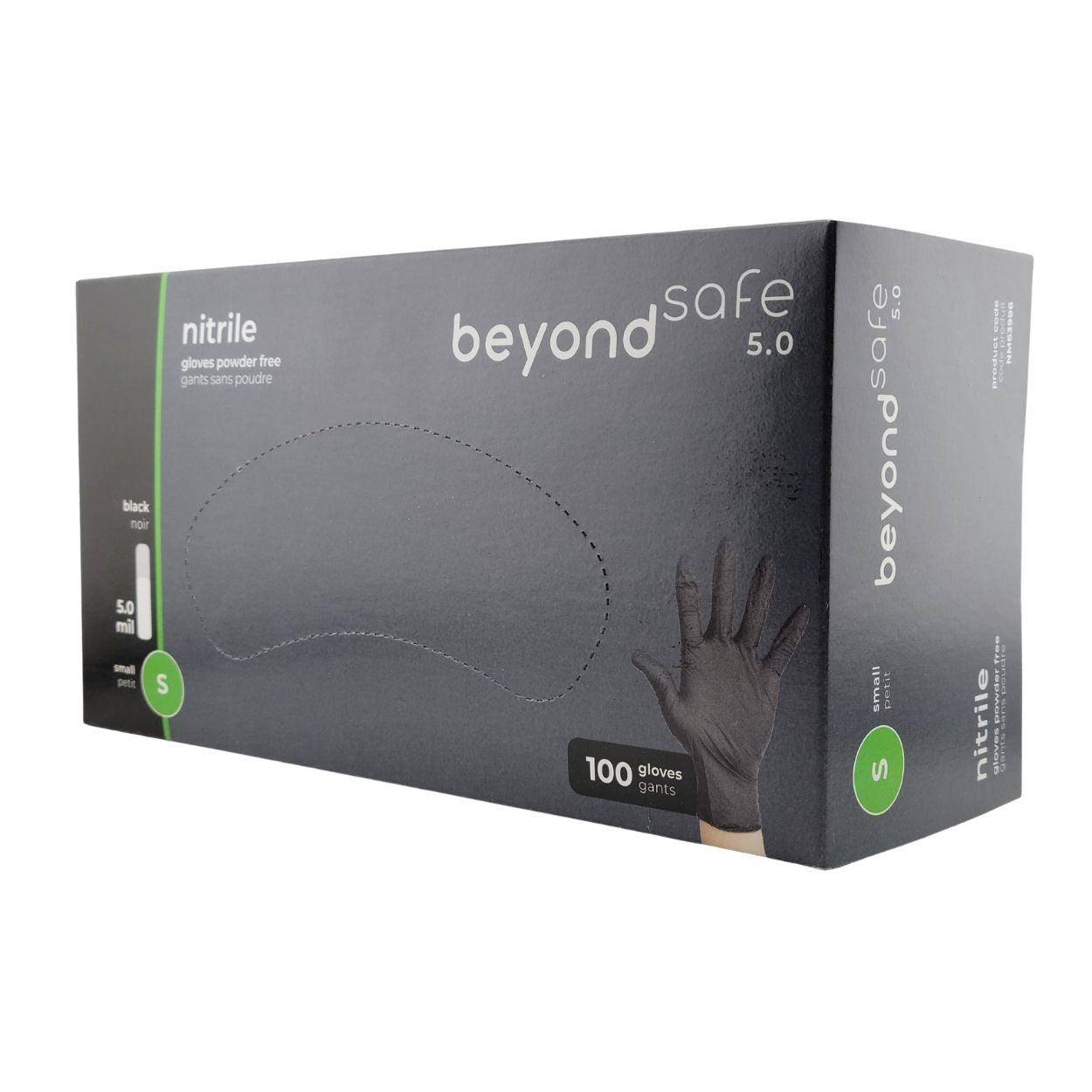 Beyond Safe Black Nitrile Gloves – 5.0 Mil, Powder-Free, Textured, Ambidextrous – Salon & Nail Technician Use - CM Nails & Beauty Supply