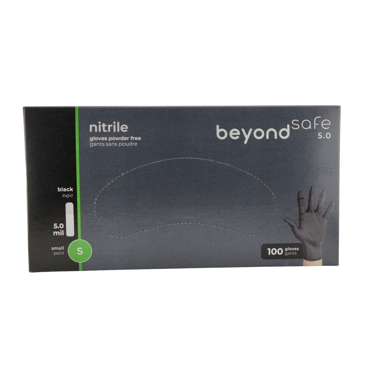 Beyond Safe Black Nitrile Gloves – 5.0 Mil, Powder-Free, Textured, Ambidextrous – Salon & Nail Technician Use - CM Nails & Beauty Supply