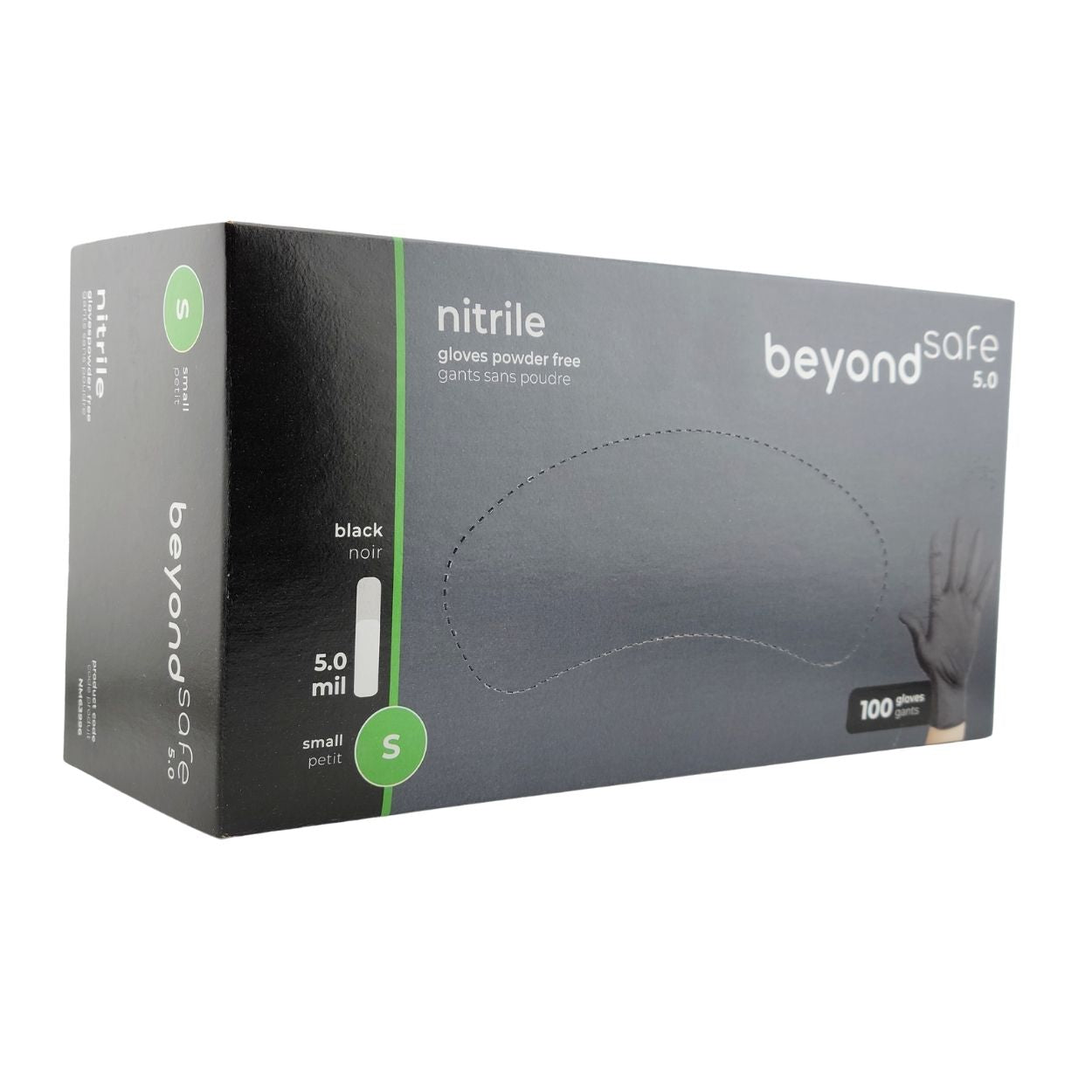 Beyond Safe Black Nitrile Gloves – 5.0 Mil, Powder-Free, Textured, Ambidextrous – Salon & Nail Technician Use - CM Nails & Beauty Supply