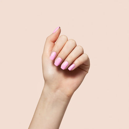 Finished manicure using Bio Seaweed Gel 1050 In Vogue 3-in-1 vegan gel polish on female hands