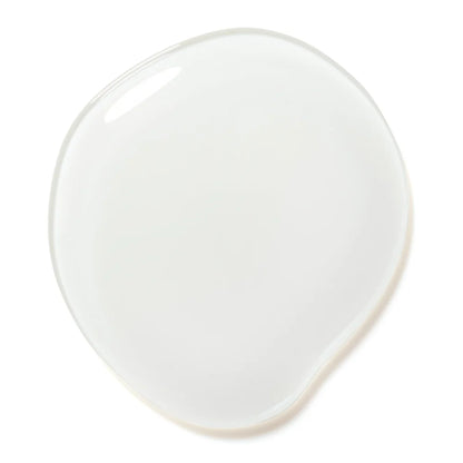 Clear builder gel swatch on nail tip showing crystal transparency and self-leveling consistency.