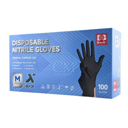 Box of 100 black nitrile gloves, 5.0 mil, latex free
