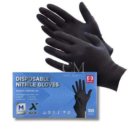Front of the black nitrile glove box showing the 5.0 mil and latex free labelling
