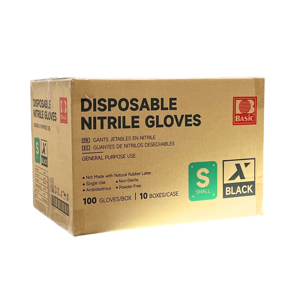 Case of 1,000 black nitrile disposable gloves containing 10 boxes
