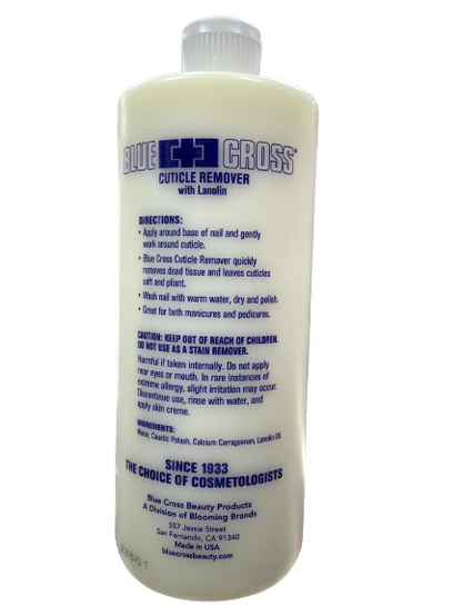 BLUE CROSS | Cuticle Remover With Lanolin | 32 Oz - CM Nails & Beauty Supply