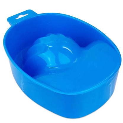 blue manicure hand soak bowl on white background for nail salon