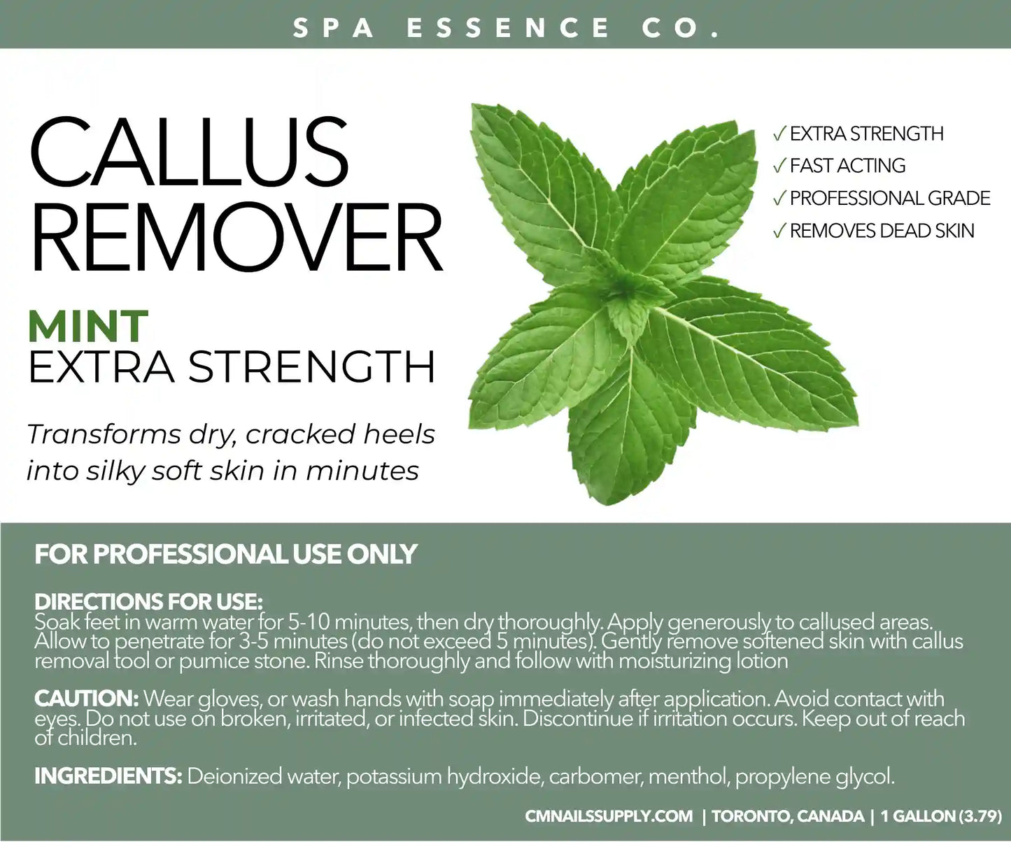 Callus Remover Extra Strength 1 Gallon Mint Formula Professional Salon Size