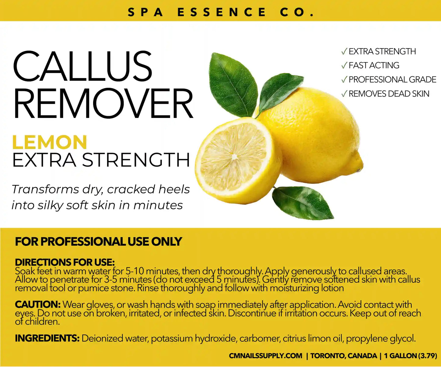Callus Remover Extra Strength 1 Gallon Lemon Formula Professional Salon Size