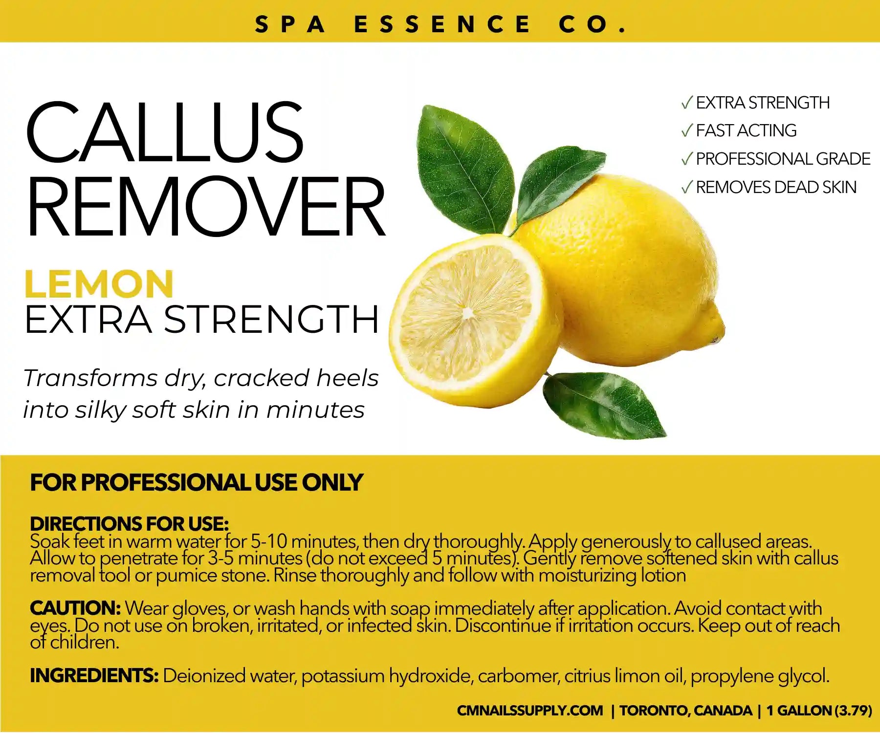 Callus Remover Extra Strength 1 Gallon Lemon Formula Professional Salon Size