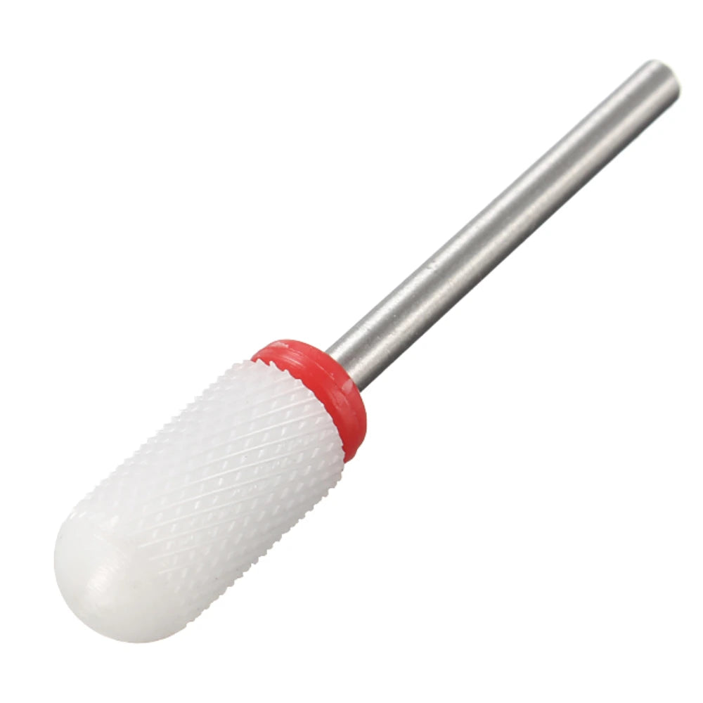 Fine carbide nail drill bit 3/32 inch with white marble finish for professional manicures