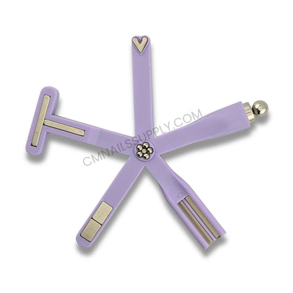 A close-up shot of the multi-functional magnetic stick hovering close to a wet gel nail to create sharp, dynamic cat eye lines before curing.