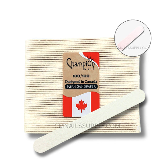 Champion mini zebra nail file 100/100 grit pack of 50 disposable 5 inch files for professional nail technicians in Canada