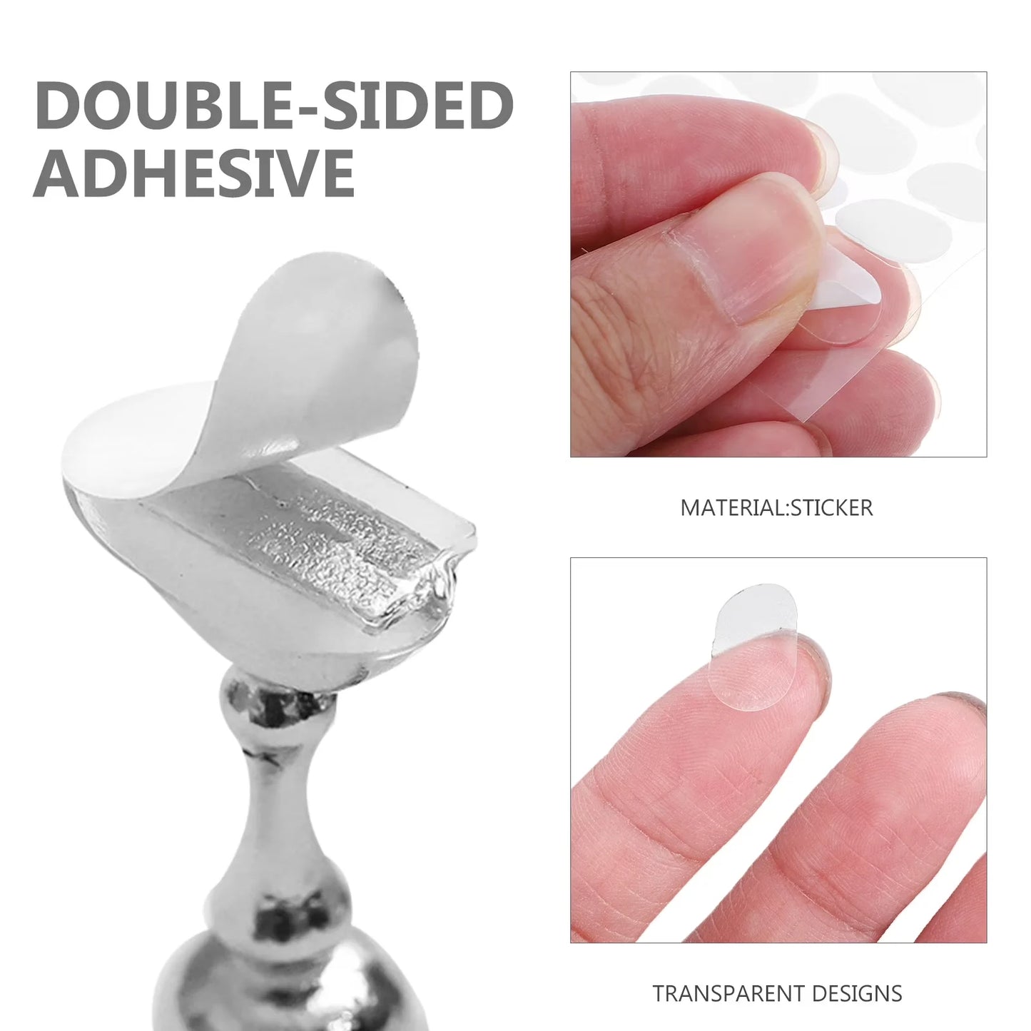 Clear adhesive dots for nail art display and nail tip holder