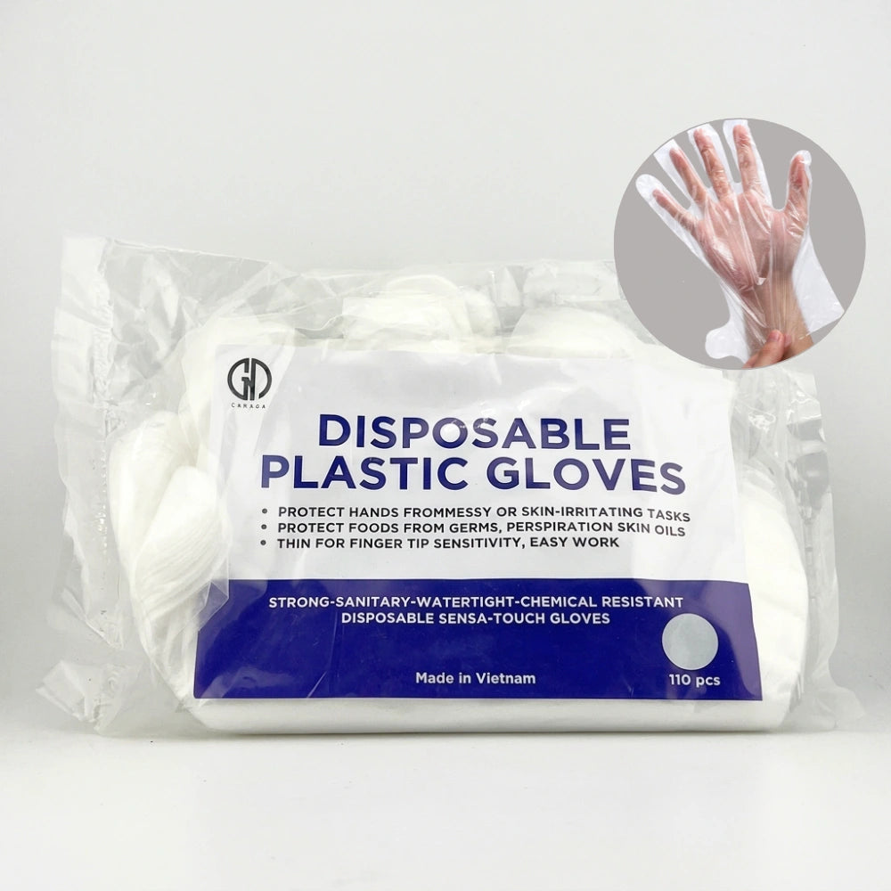 Lightweight disposable plastic gloves with fingertip sensitivity