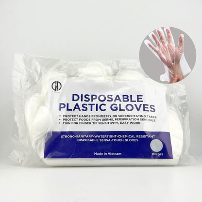 Lightweight disposable plastic gloves with fingertip sensitivity