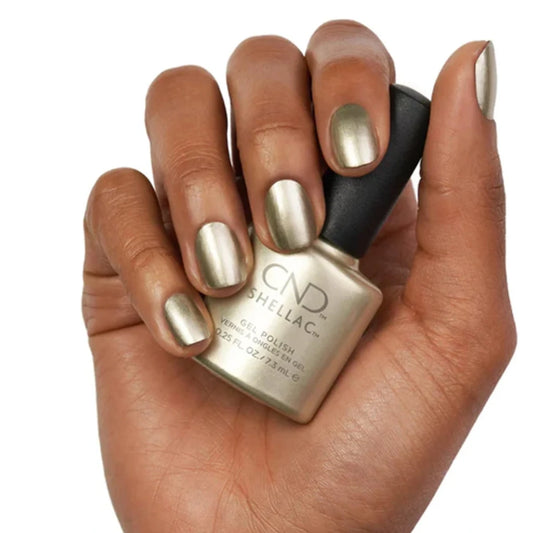 CND Shellac Divine Diamond pale champagne gel polish manicure