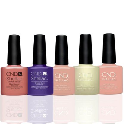 Five bottles of CND Shellac gel polish bundle for wholesale 