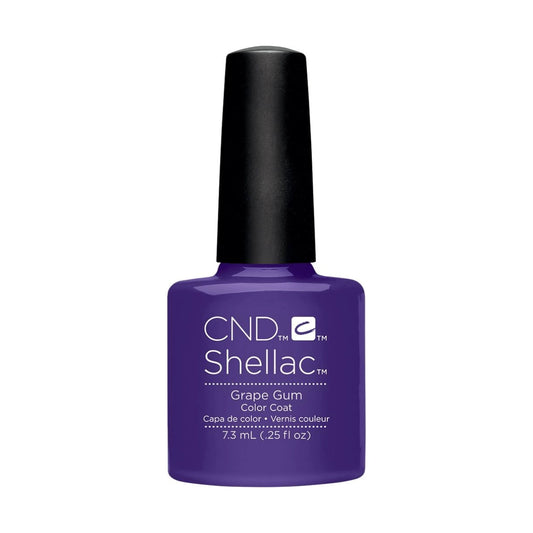 CND Shellac Grape Gum deep saturated purple gel polish bottle